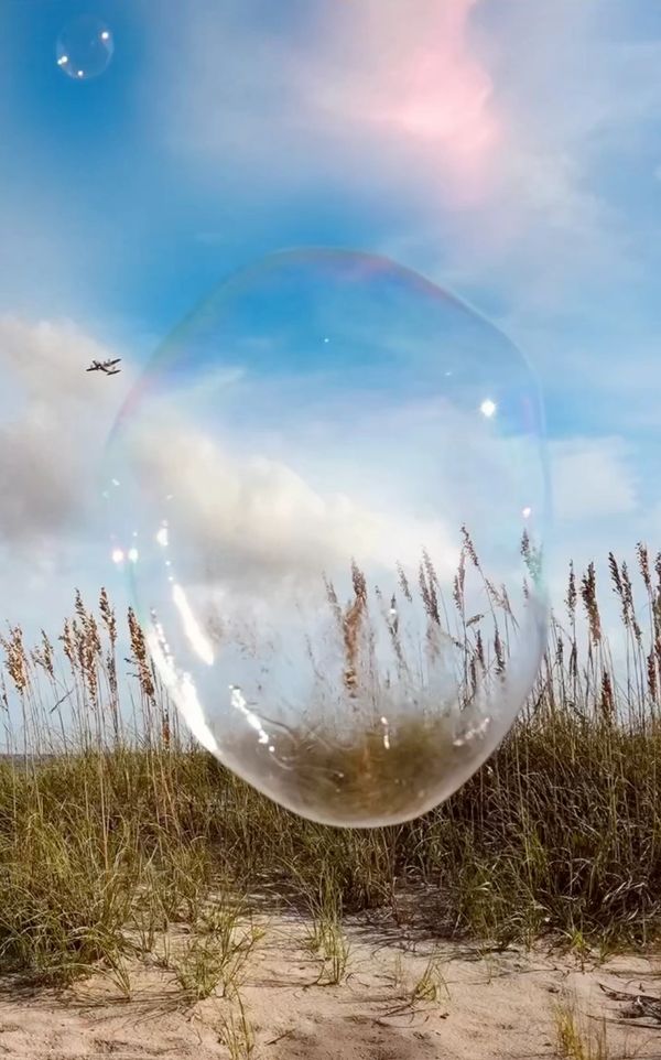photograph of a bubble  by Artist Robin Vuchnich, Outer Banks, North Carolina