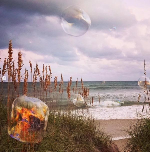 photograph of a bubble  by Artist Robin Vuchnich, Outer Banks, North Carolina