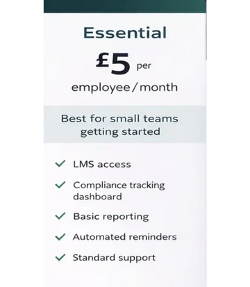 Subscription plan priced at £5 per employee per month with essential features for small teams.