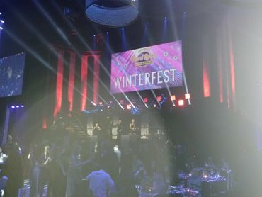 Winterfest event at Seminole Hard Rock with a live band and crowd.