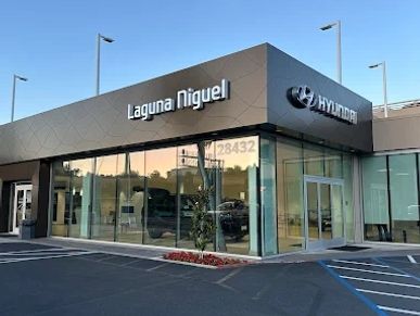 Modern Hyundai dealership building with Laguna Niguel signage.