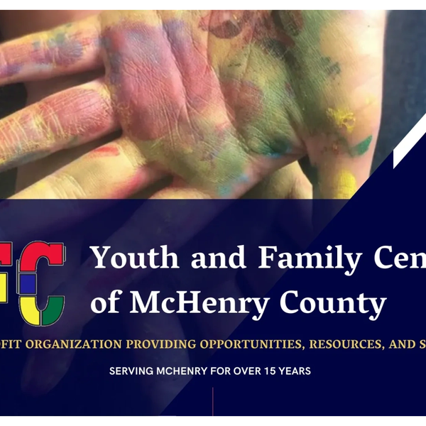 Colorful painted hands representing creativity and support at McHenry County Youth and Family Center.