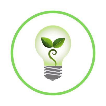 image of lightbulb with leaf inside of green circle