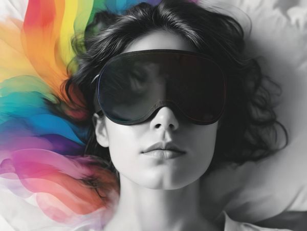woman with sleeping mask doing Ketamine thearpy