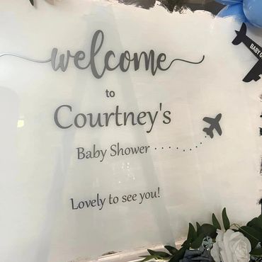 Custom welcome sign for baby shower.