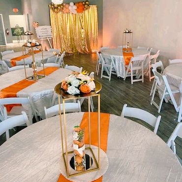 Elegant floral centerpieces for tables at our venue.