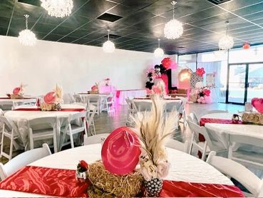 First Rodeo in Disco Cowgirl themed pink, black, and silver.