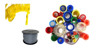 plastic tubing in English and metric sizes, in a variety of materials (plastic, polyurethane, nylon)