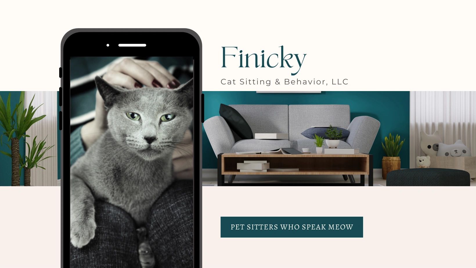 Cat at home with cat sitter from Finicky