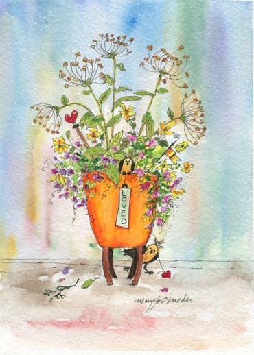 loved birthday gift bouquet birds hearts whimsical