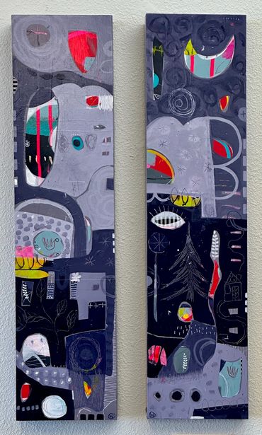 abstract acrylic paintings on cradle board