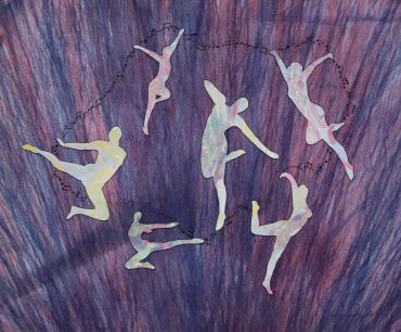 Mixed media acrylic dancers musical notes