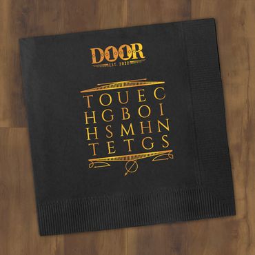 Cocktail napkin with cipher