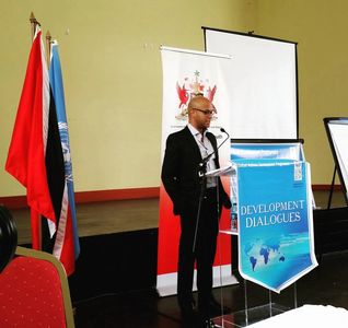 Dr. Ty speaking at the United Nations in Trinidad on youth and young professional development