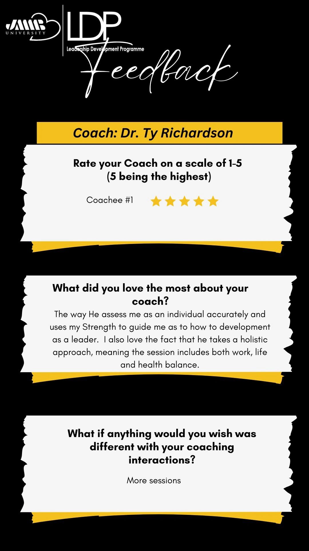 An excellent review of Dr. Ty as a performance coach and business strategy consultant