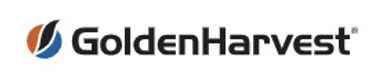 GoldenHarvest company logo with stylized leaf design.