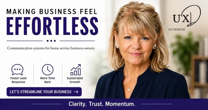 Judy J Lutz of UX Designs, transforming business communication systems for home service contractors.