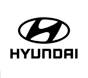 Hyundai logo with stylized H inside an oval and brand name below.