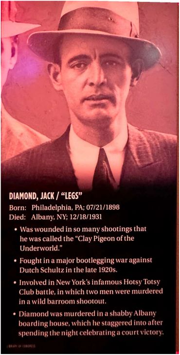 An informational image of Jack Legs Diamond, the picture that inspired Big Band Theory.