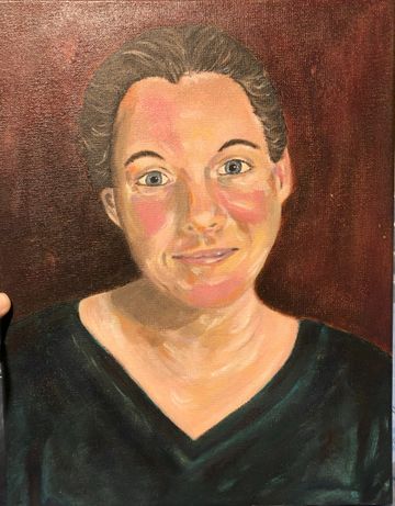"Self Portrait" acrylic painting by Natalee Wright, artist and owner of Artful Transformations.