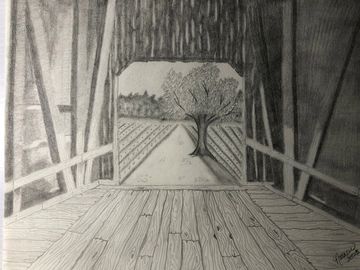 "Take the Long Way Home" graphite pencil drawing by Natalee Wright, artist and owner.