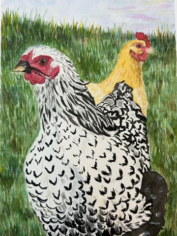 "Wynona & Agatha" watercolor painting by Natalee Wright, artist and owner of Artful Transformations.