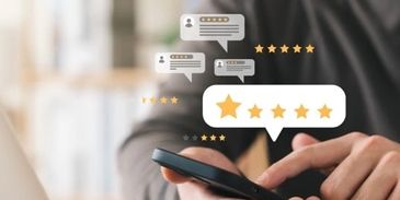 5 star review rating on phone