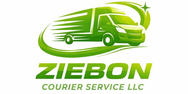 Green delivery truck logo for ZIEBON Courier Service LLC.