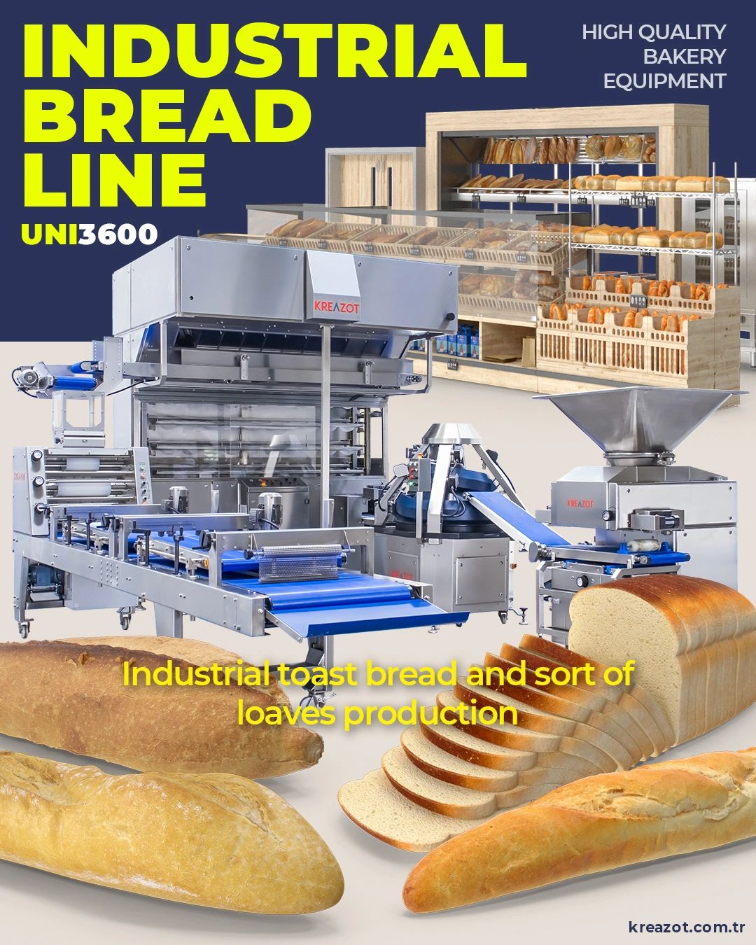 industrial bread line, bakery equipment, commercial bakery equipment, bread machine, dough moulder