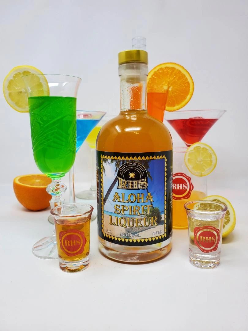 Aloha Spirit Liqueur with Lilikoi Passion Fruit, Ginger and other all natural ingredients by RHS