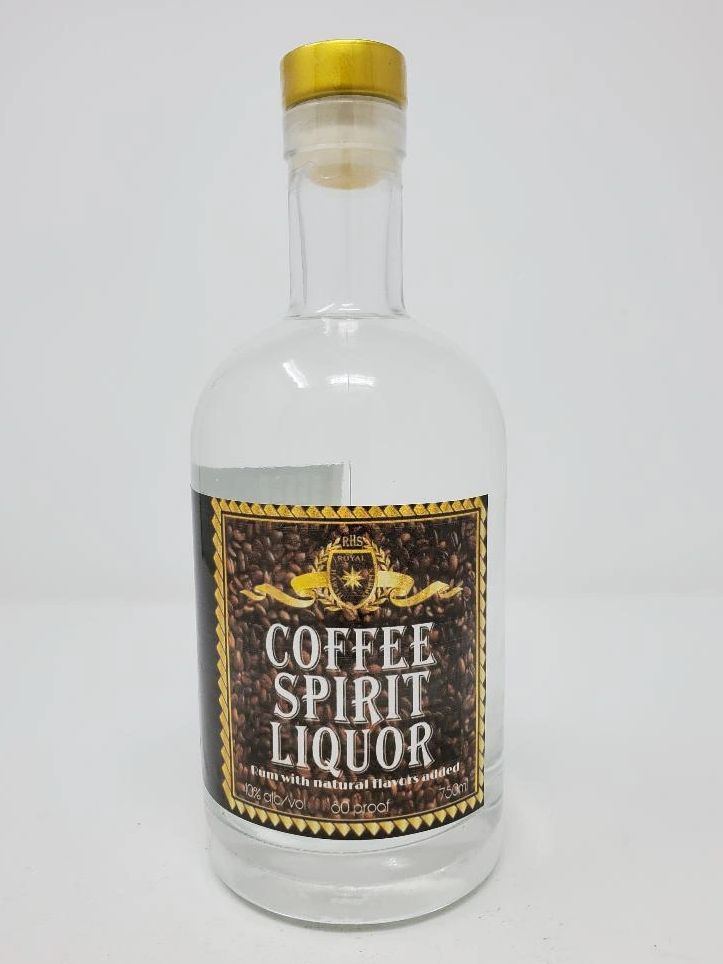 RHS Coffee Spirit Liquor distilled from Kona Coffee with Expresso flavors used In Kona Mule Liqueur 