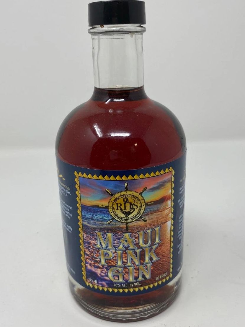 Maui Pink Gin crafted by RHS Royal Hawaii Spirits Distillery Hawaii with Maui Hibiscus,Lavender