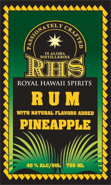 Daga Hawaii Label for Rum with Pineapple bottled in hawaii