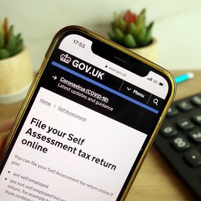 website about filling self assessment tax return online displayed on mobile phone
