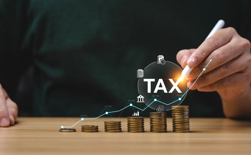 Tax deduction planning concept. Expenses, account, VAT, income tax, and property tax, pay tax.