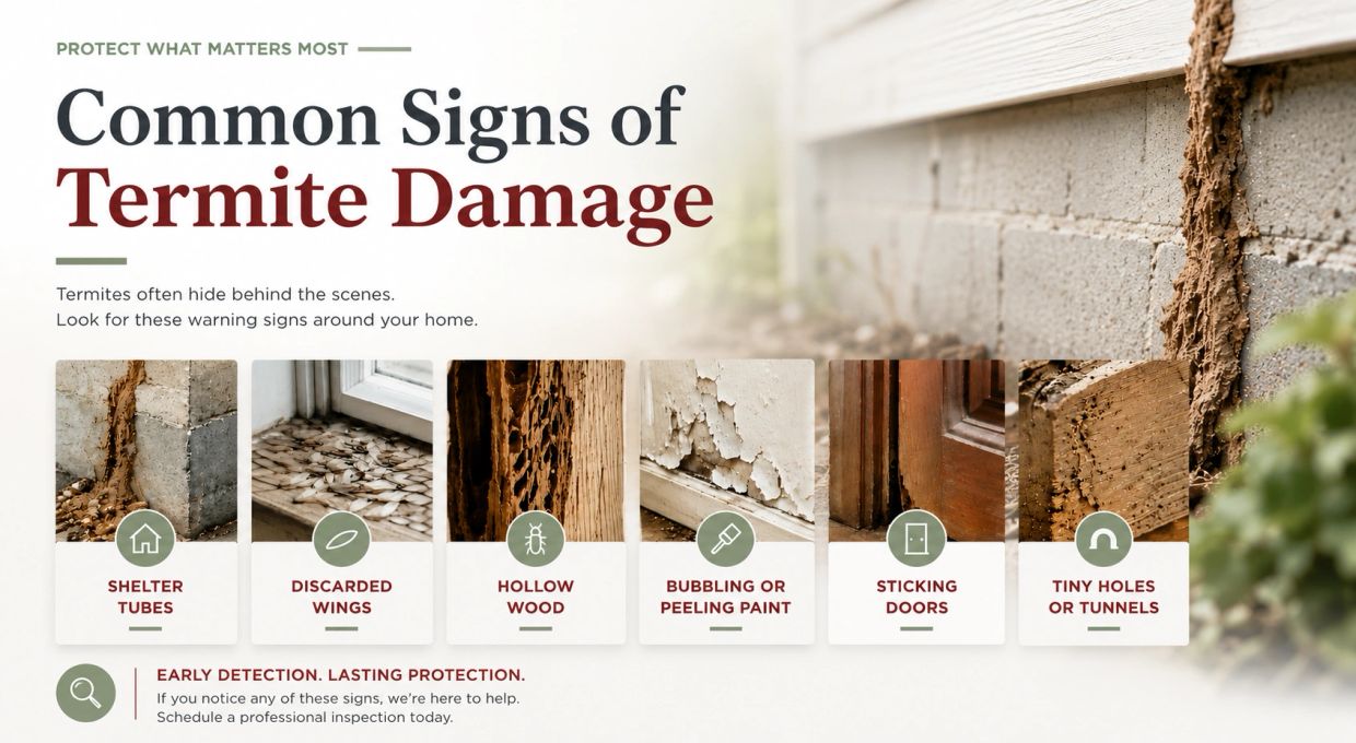 Graphic of common signs of termite damage