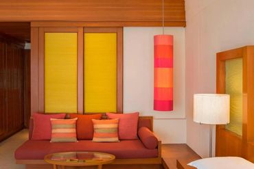 Luxury resort interior of a guest room