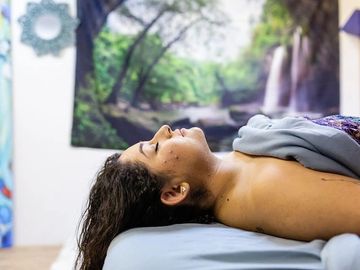Woman relaxing on a massage table