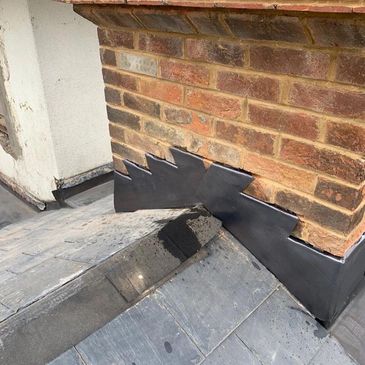 Chimney flashing is the metal around a chimney that protects the roof from the elements, usually mad