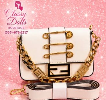 WHITE LEATHER FENDI CROSSBODY OR SHOULDER BAG. $85.00