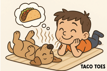 boy smells taco toes