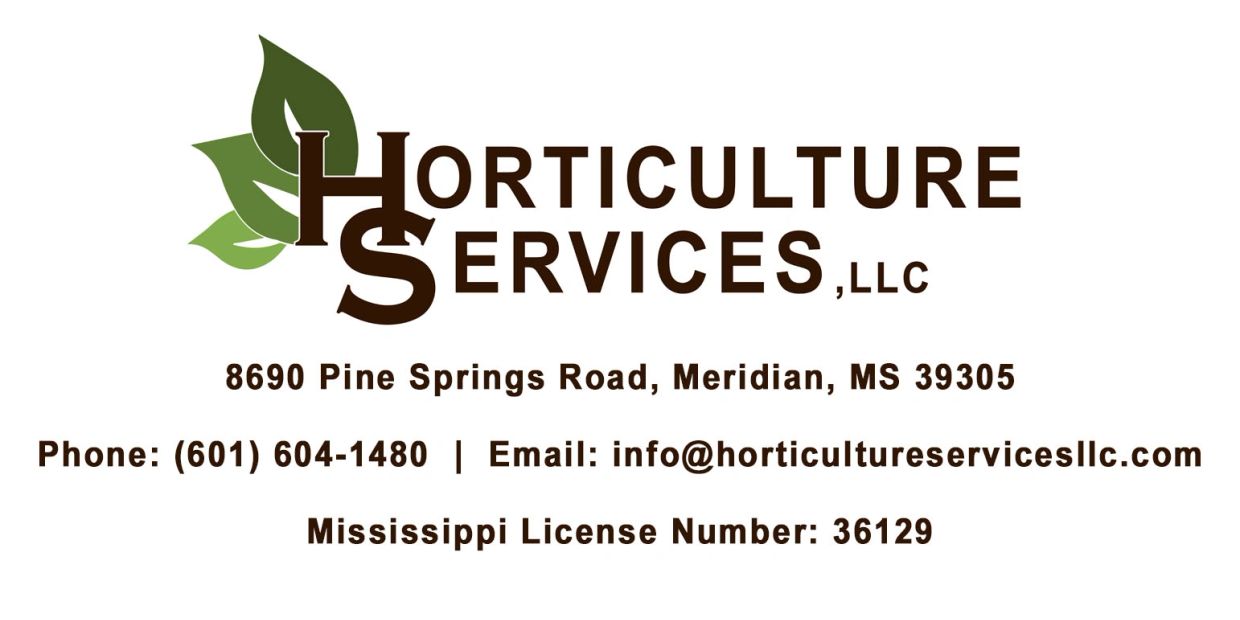 Logo and contact details of Horticulture Services, LLC.