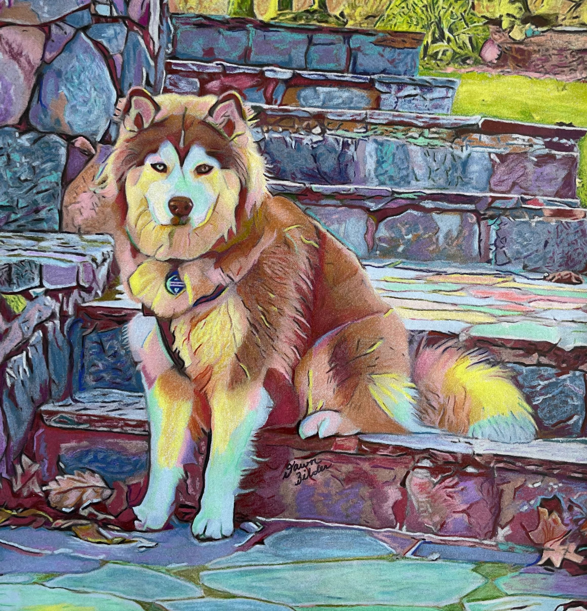 Custom art Husky Dog picture