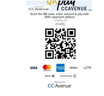 QR code for payment via CC Avenue with multiple options.