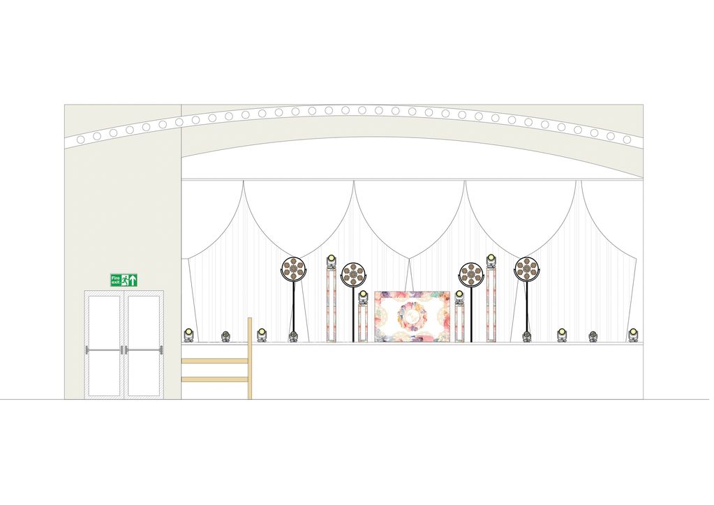 Designed DJ setup elevates the visual appeal of the event.