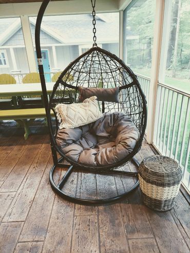 Egg Chair in screened porch