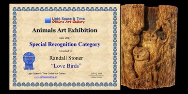 Love Birds - Woodcarvings by Randall Stoner, aka Madcarver