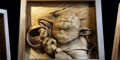 "..try not.." - Woodcarvings by Randall Stoner, aka Madcarver