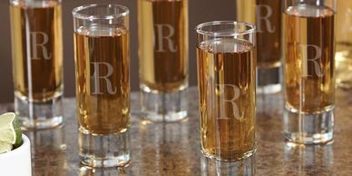 Shot glass alcohol. Personalise, customise, logo, photo, name, engraved, brand.