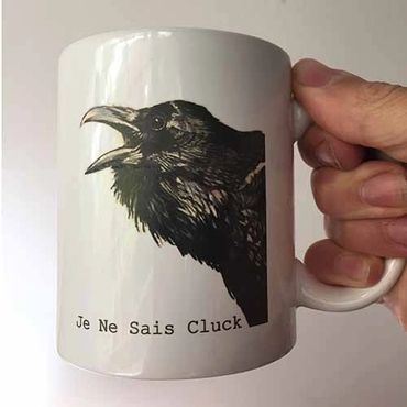Here is a mug printed with my crow drawing.
